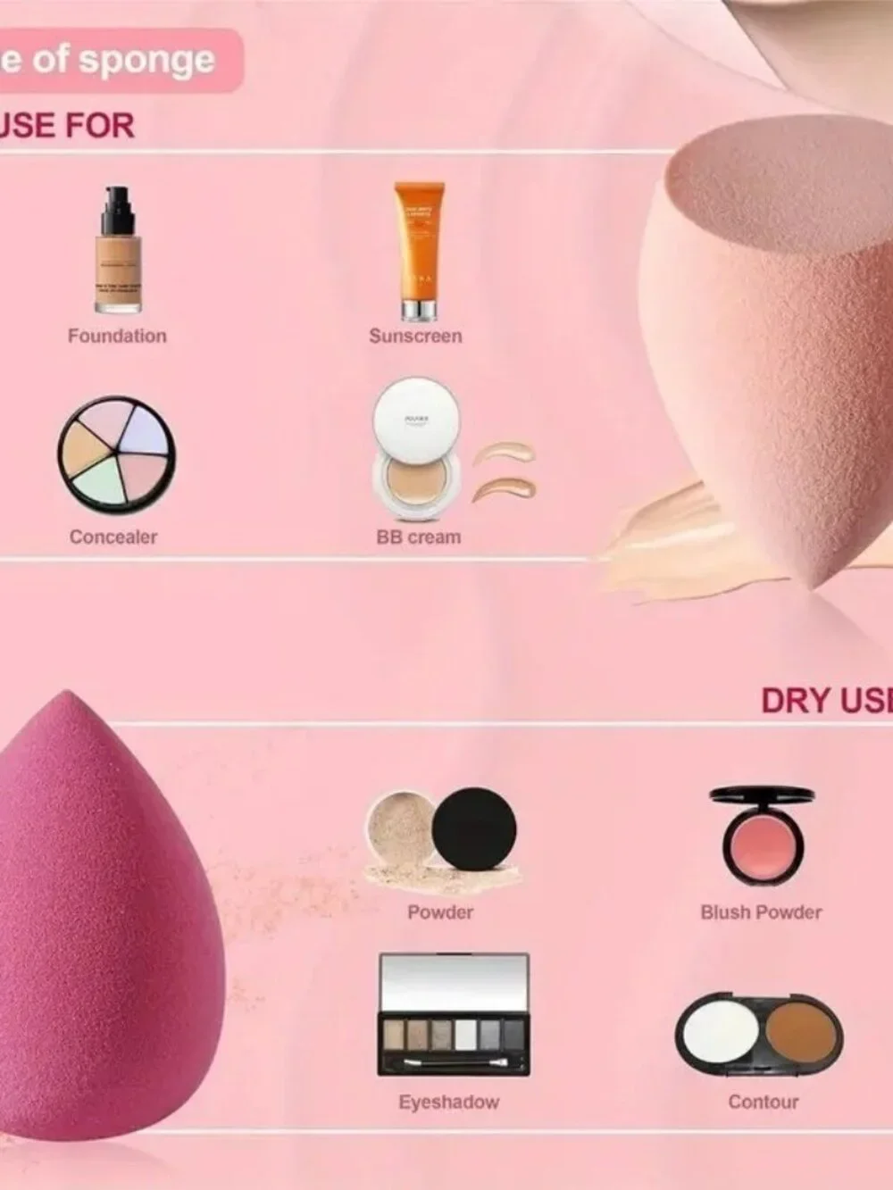 4 Pcs Pink Makeup Sponge Beauty Blenders